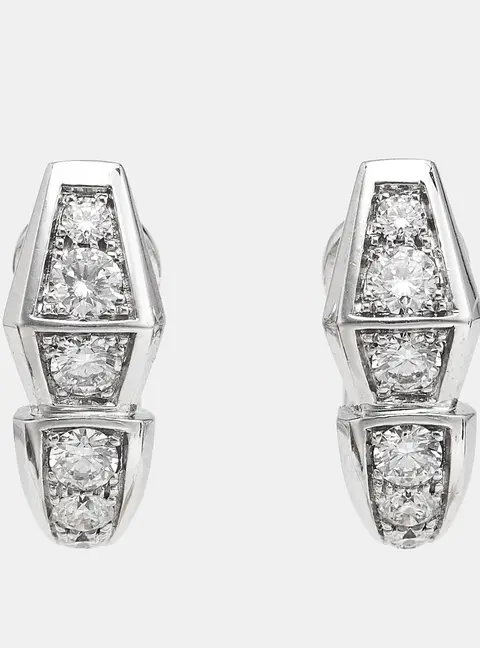 Bvlgari Serpenti Viper Diamond 18k White Gold Earrings