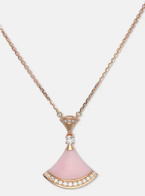 Bvlgari Divas' Dream Diamond Pink Opal 18k Rose Gold Pendant Necklace