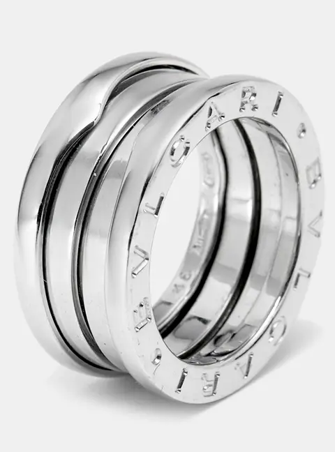Bvlgari B.Zero1 4-Band 18k White Gold Ring Size 48