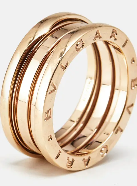 Bvlgari B.Zero1 4-Band 18k Rose Gold Band Ring Size 58