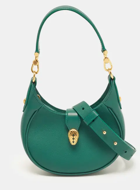 Bvlgari Serpenti Ellipse Green Leather Crossbody Bag