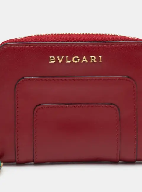 Bvlgari Serpenti Forever Mini Red Leather Zip Around Wallet