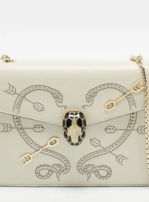 Bvlgari Pop Heart Serpenti Forever Small White Leather Shoulder Bag