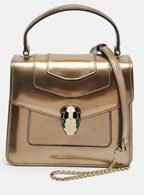 Bvlgari Serpenti Forever Metallic Patent Leather Top Handle Bag