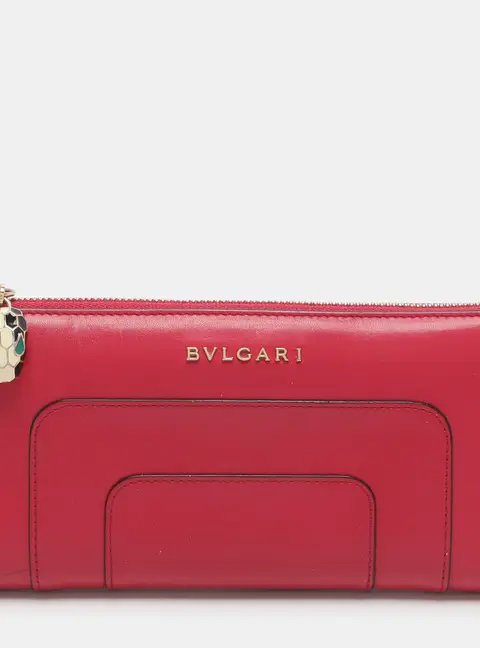 Bvlgari Serpenti Forever Pink Leather Zip Long Wallet