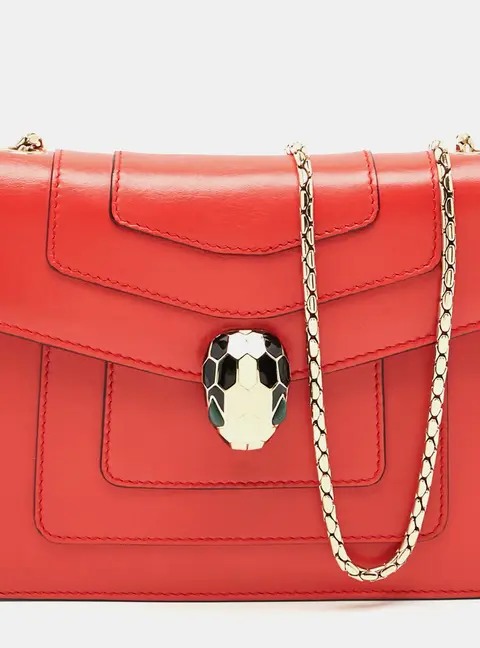 Bvlgari Serpenti Forever Small Red Leather Shoulder Bag