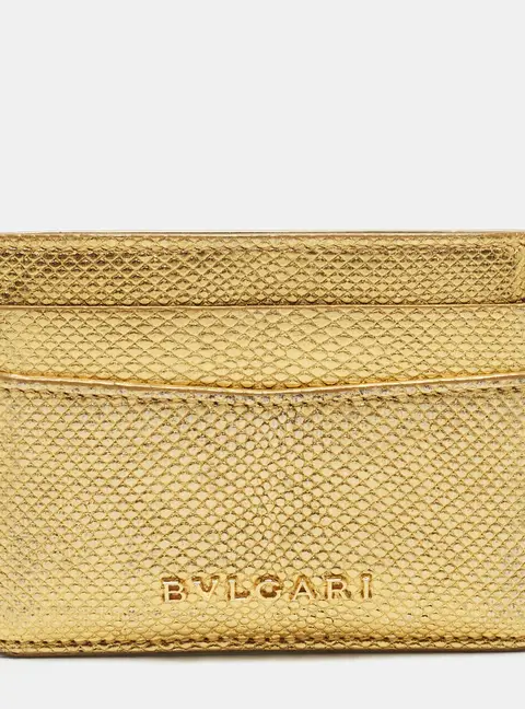 Bvlgari Serpenti Forever Gold Karung Leather Card Case