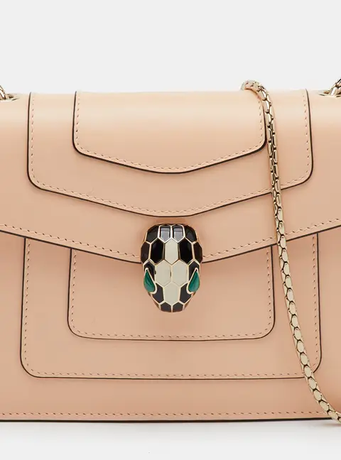 Bvlgari Serpenti Forever Beige Leather Flap Chain Shoulder Bag
