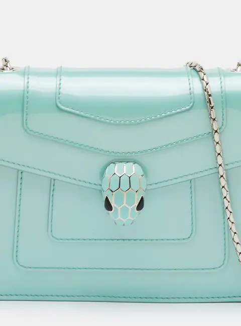 Bvlgari Serpenti Forever Green Patent Leather Flap Chain Shoulder Bag
