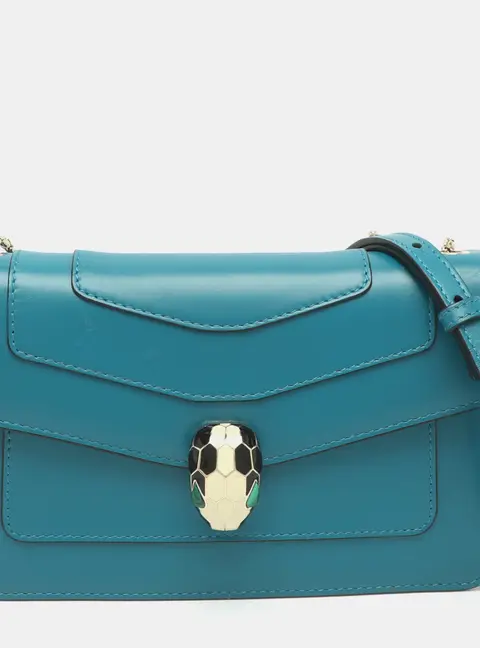 Bvlgari Serpenti Forever Blue Leather Crossbody Bag