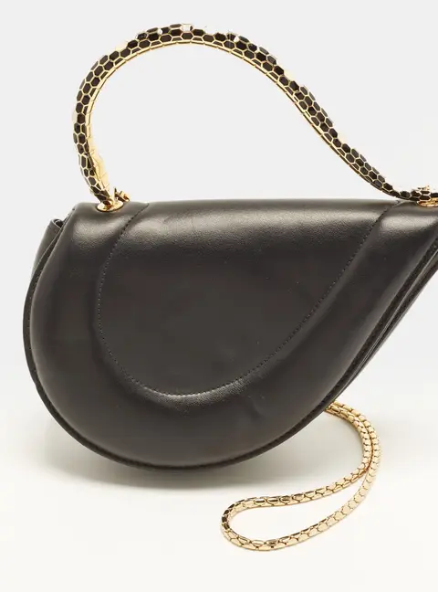 Bvlgari Serpenti Cuore 1968 Black Leather Top Handle Bag