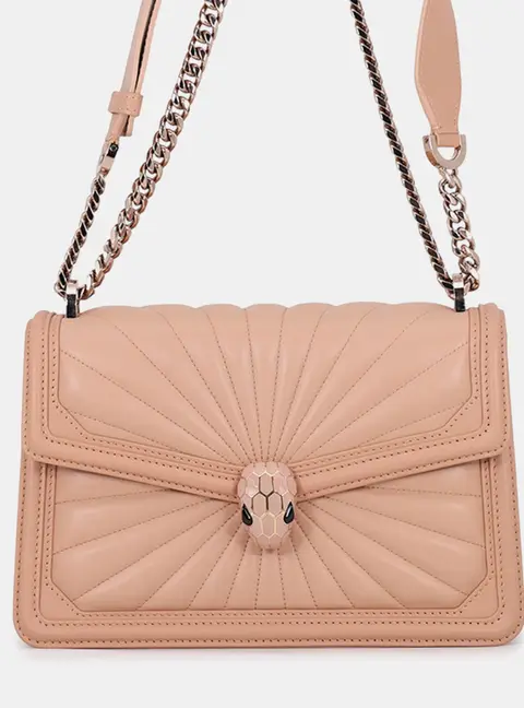 Bvlgari Beige Leather Diamond Blast Serpenti