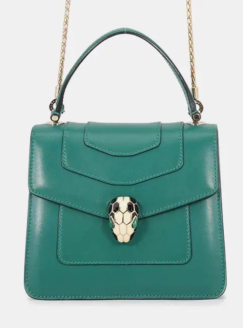 Bvlgari Serpenti Forever Top Handle Emerald Green Calf Leather