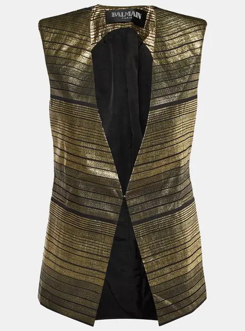 Balmain Gold Lurex and Silk Long Vest M