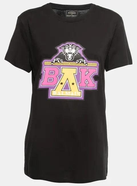 Balmain X Beyonce Black Cotton Logo T-Shirt S