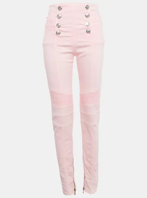 Balmain Pink Denim Button Detail Jeans M Waist 28"