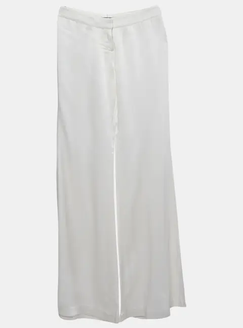 Balmain White Satin Flared High Rise Trousers M