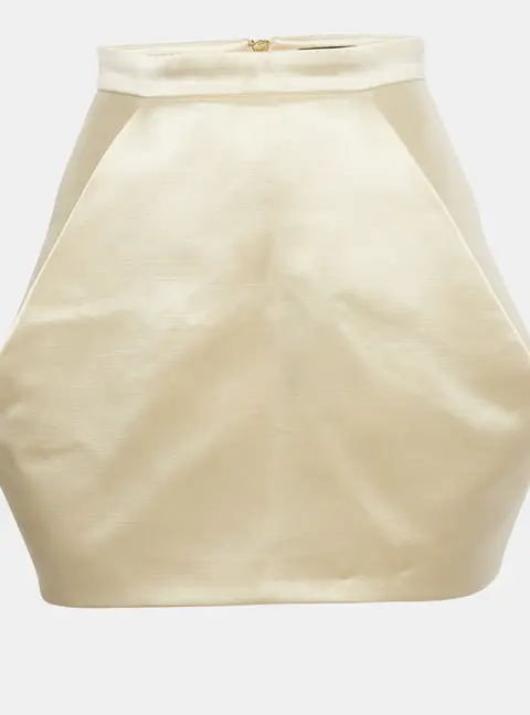 Balmain Cream Satin Mini Skirt M