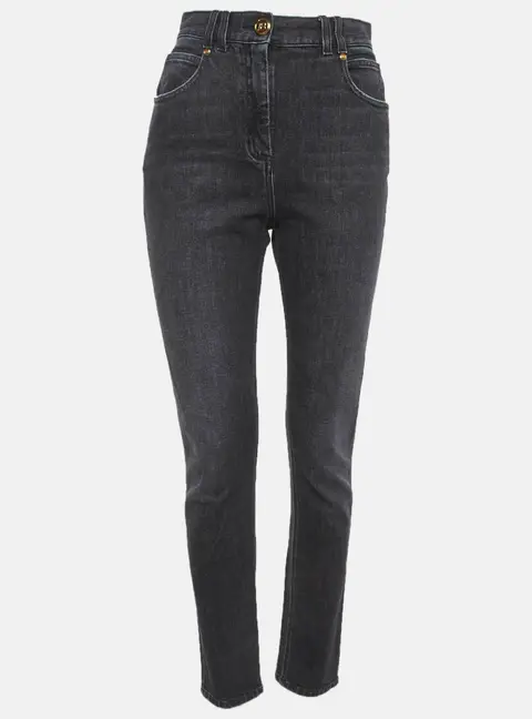 Balmain Black Faded Denim Skinny Jeans M/Waist 27"