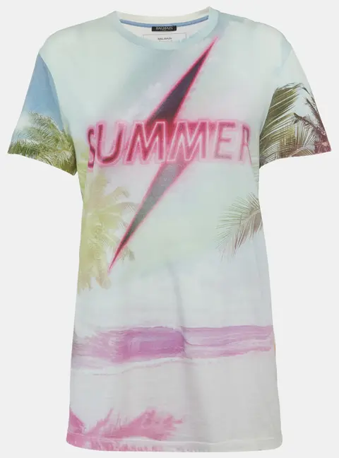 Balmain Multicolor Printed Jersey T-Shirt S