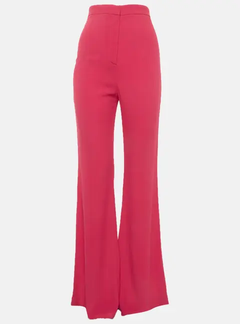 Balmain Pink Crepe Flared Zip Up Trousers M