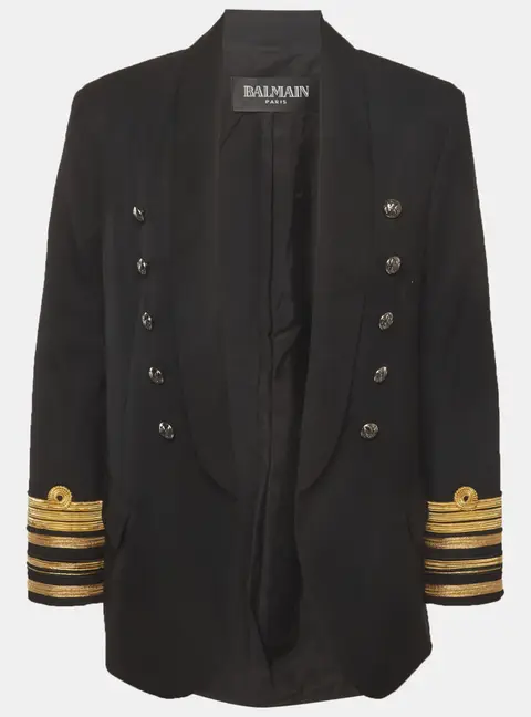 Balmain Black Wool Button Embellished Blazer M