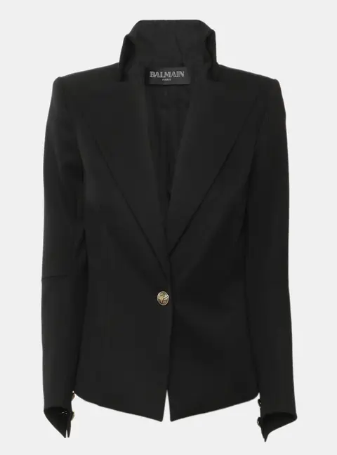 Balmain Black Wool Single Breasted Blazer S