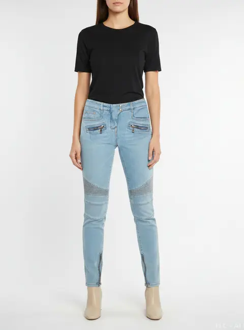 Balmain Blue Denim Skinny Biker Jeans S/Waist 28"