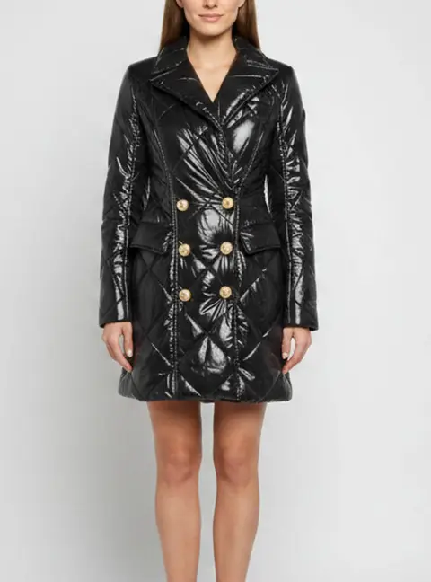 Balmain Black Quilted Nylon Double Breasted Puffer Jacket S