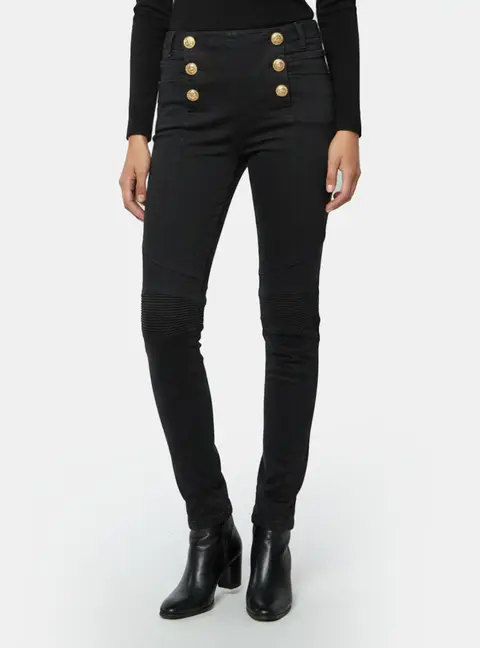 Balmain Black Denim Distressed Skinny Jeans M/Waist 30"