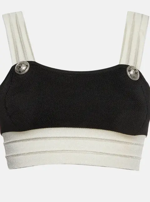Balmain Black/ White Knit Bralette Top M