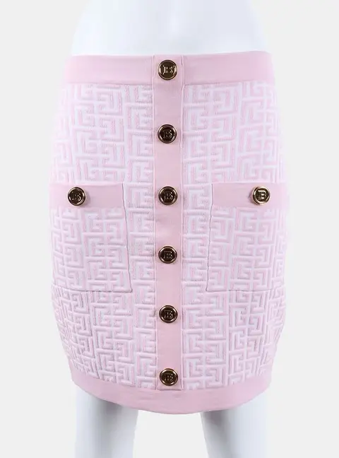 Balmain knit Pink/White Nylon, Polyurethane, Rayon, Wool Skirt Size S