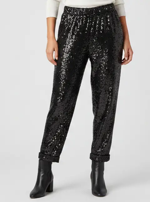 Balmain Black Sequins High Rise Zip-Up Joggers S