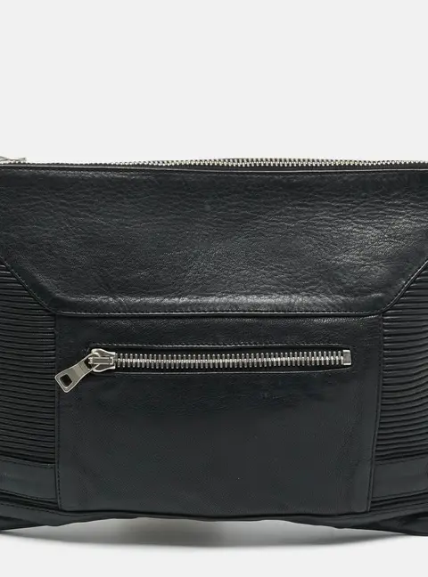 Balmain Biker Black Leather Clutch