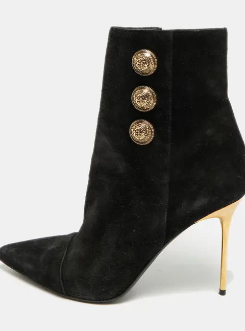 Balmain Roni Size 39 Black Suede Ankle Length Boots