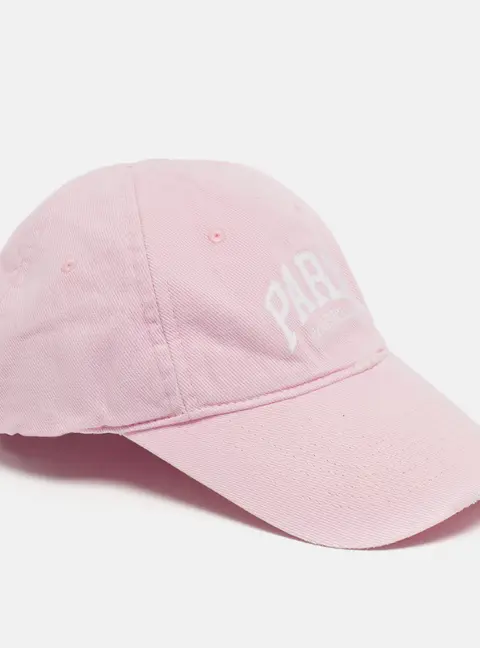Balenciaga Pink Logo Embroidered Cotton Baseball Cap S