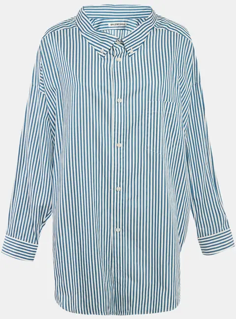 Balenciaga Blue Stripe Cotton Poplin Swing Shirt S