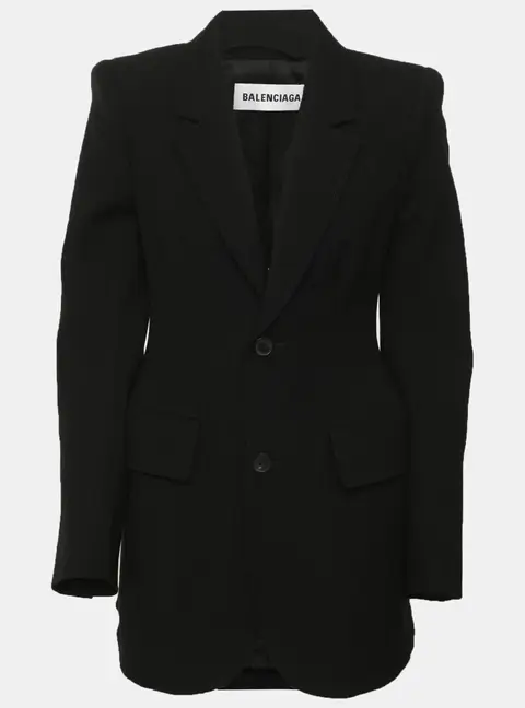Balenciaga Black Virgin Wool Hourglass Blazer S