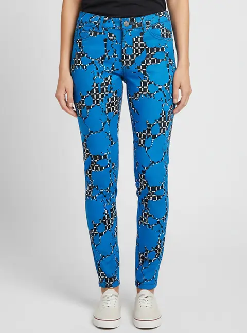 Balenciaga Blue Abstract Print Denim Skinny Jeans S/Waist 30"