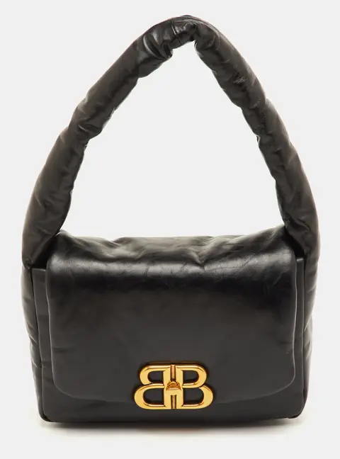 Balenciaga Monaco Small Black Leather Shoulder Bag