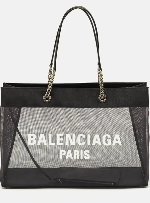 Balenciaga Duty Free Large Black Mesh Nylon Tote