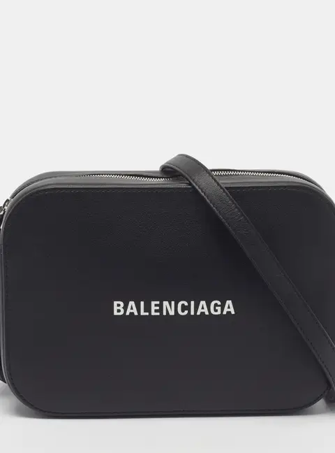 Balenciaga Everyday Small Black Leather Camera Crossbody Bag