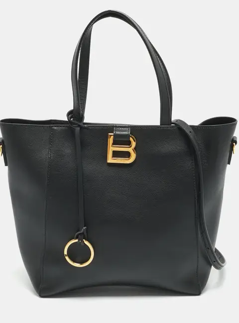 Balenciaga Hourglass Small Black Leather Tote