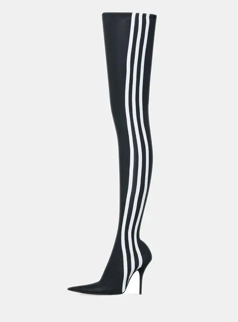 Balenciaga x Adidas Black/White Spandex Knife Over The Knee Boots Size 37