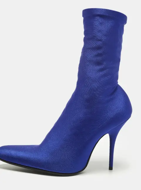 Balenciaga Size 38.5 Blue Lycra Fabric Sock Ankle Length Boots