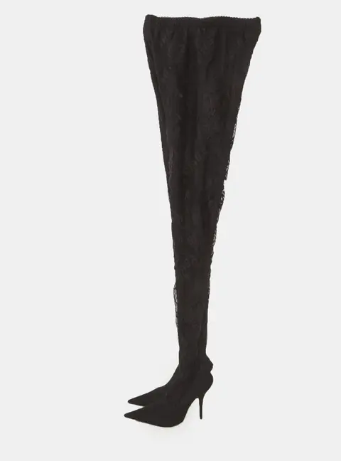 Balenciaga Sporty B Knife Size 38 Black Lace and Stretch Fabric Pantaleggings  Pumps