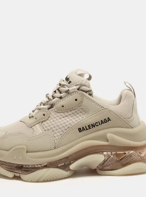 Balenciaga Triple S Clear Size 37 Beige Faux Leather and Mesh Low Top Sneakers