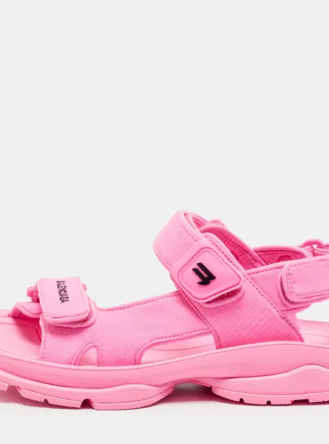 Balenciaga Tourist Size 38 Neon Pink Fabric Flat Sandals