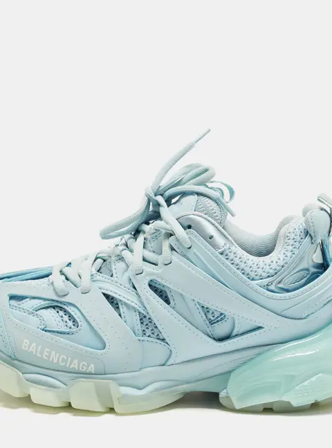 Balenciaga Track Clear Sole Size 36 Blue Faux Leather and Mesh Low Top Sneakers