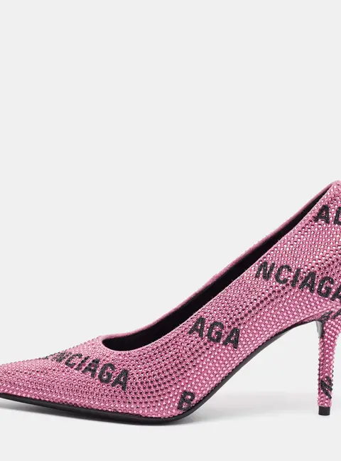 Balenciaga Knife Size 37 Pink Suede Crystal Embellished Pumps
